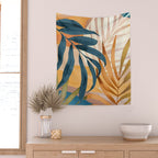 Modern Abstract Art Tropical Leaves 4 Wall Tapestry Gallery Image 2
