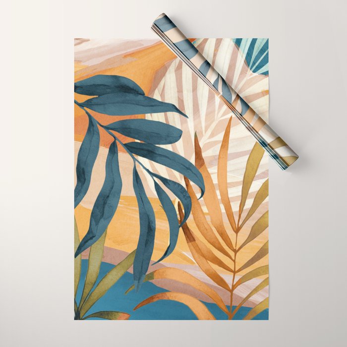 Modern Abstract Art Tropical Leaves 4 Wrapping Paper Gallery Image 1