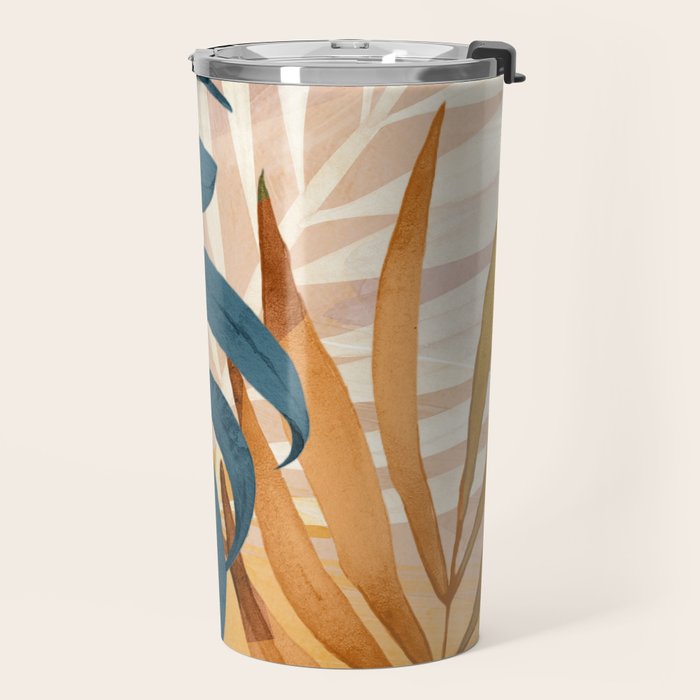 Modern Abstract Art Tropical Leaves 4 Travel Mug Gallery Image 2