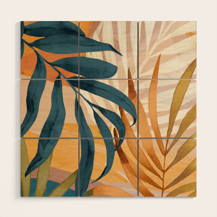 Modern Abstract Art Tropical Leaves 4 Wood Wall Art Gallery Image 1