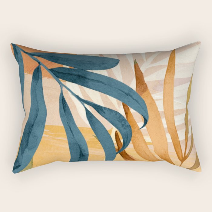 Modern Abstract Art Tropical Leaves 4 Rectangular Pillow Gallery Image 1