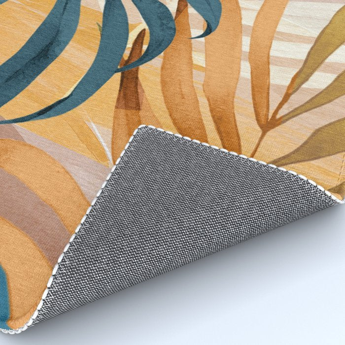 Modern Abstract Art Tropical Leaves 4 Rug Gallery Image 4