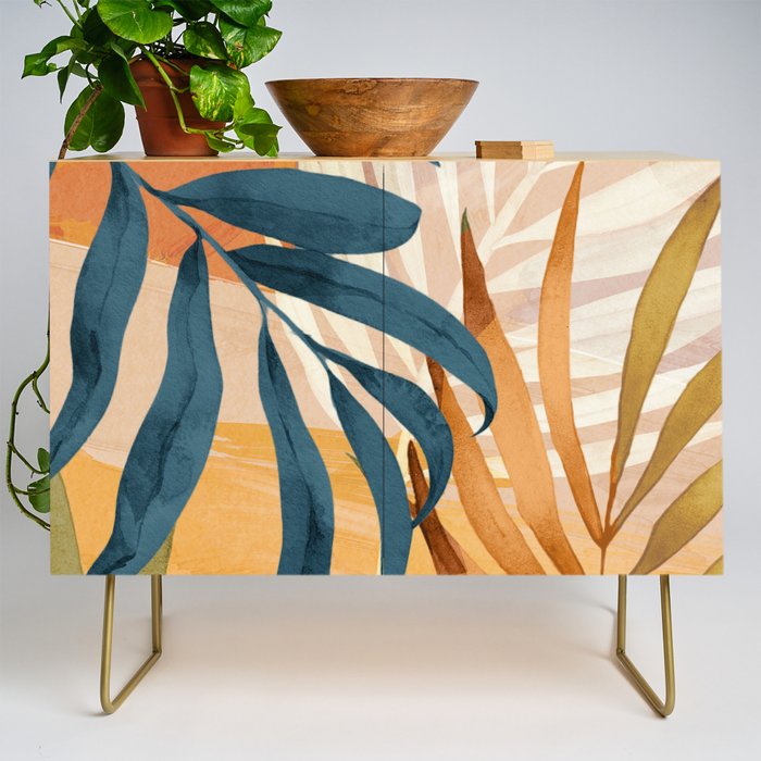 Modern Abstract Art Tropical Leaves 4 Credenza Gallery Image 1
