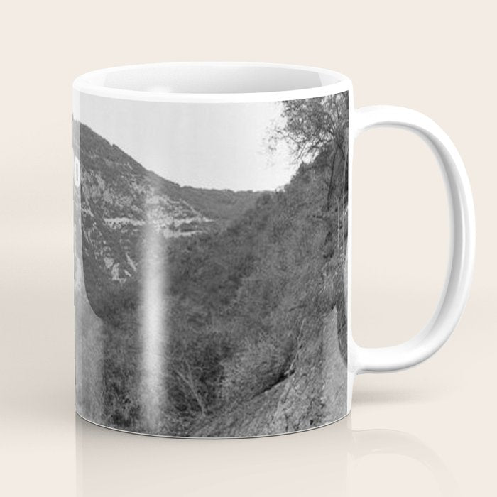 Old Hollywood sign Hollywoodland black and white photograph Coffee Mug Gallery Image 1