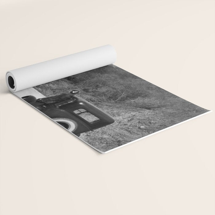 Old Hollywood sign Hollywoodland black and white photograph Yoga Mat Gallery Image 2