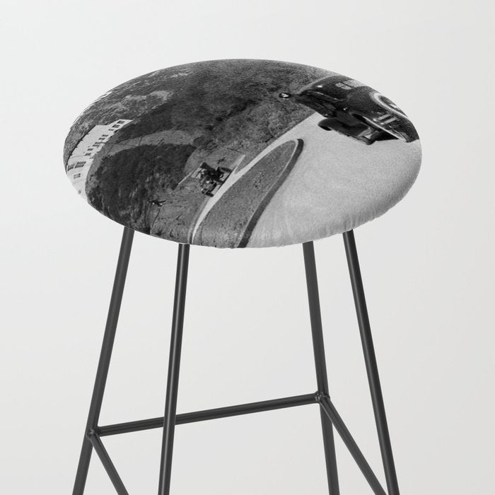 Old Hollywood sign Hollywoodland black and white photograph Stool Gallery Image 2
