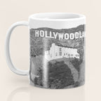 Old Hollywood sign Hollywoodland black and white photograph Coffee Mug Gallery Image 3