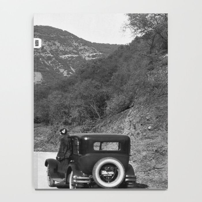 Old Hollywood sign Hollywoodland black and white photograph Notebook Gallery Image 4