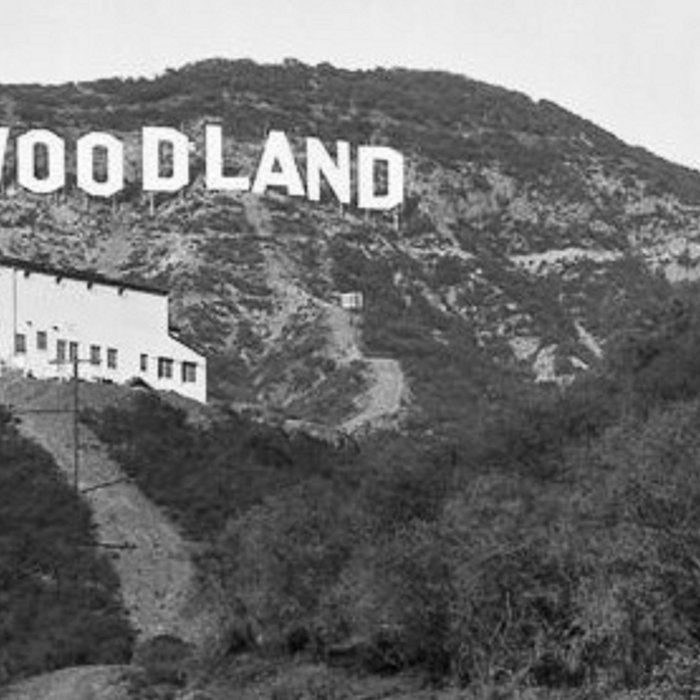 Old Hollywood sign Hollywoodland black and white photograph Coffee Mug Gallery Image 2