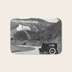 Old Hollywood sign Hollywoodland black and white photograph Bath Mat Gallery Image 1