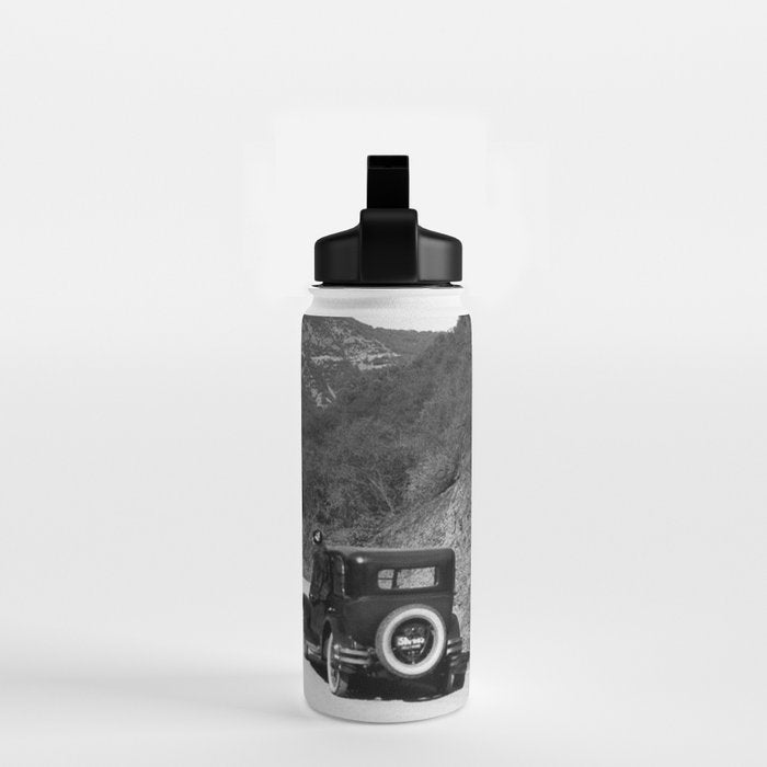 Old Hollywood sign Hollywoodland black and white photograph Water Bottle Gallery Image 2