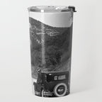 Old Hollywood sign Hollywoodland black and white photograph Travel Mug Gallery Image 2