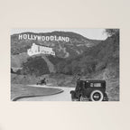 Old Hollywood sign Hollywoodland black and white photograph Welcome Mat Gallery Image 1