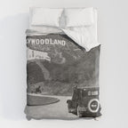 Old Hollywood sign Hollywoodland black and white photograph Duvet Cover Gallery Image 6