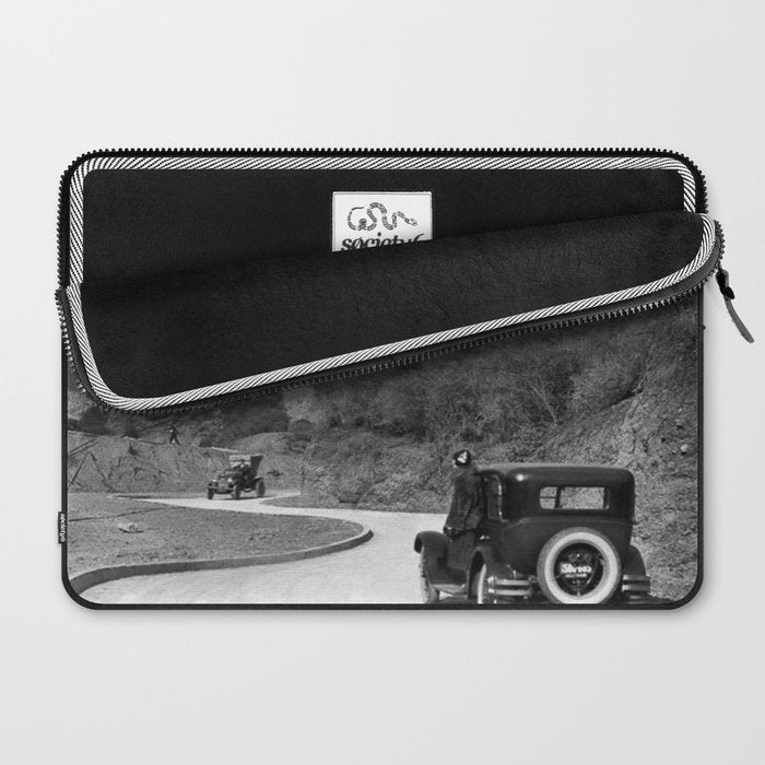 Old Hollywood sign Hollywoodland black and white photograph Laptop Sleeve Gallery Image 2