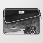 Old Hollywood sign Hollywoodland black and white photograph Laptop Sleeve Gallery Image 2