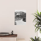 Old Hollywood sign Hollywoodland black and white photograph Poster Gallery Image 2