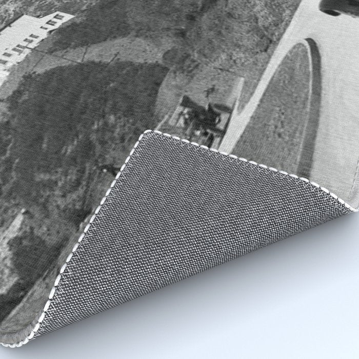 Old Hollywood sign Hollywoodland black and white photograph Rug Gallery Image 4