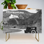 Old Hollywood sign Hollywoodland black and white photograph Credenza Gallery Image 1