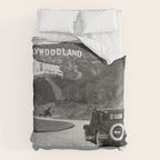 Old Hollywood sign Hollywoodland black and white photograph Comforter Gallery Image 6