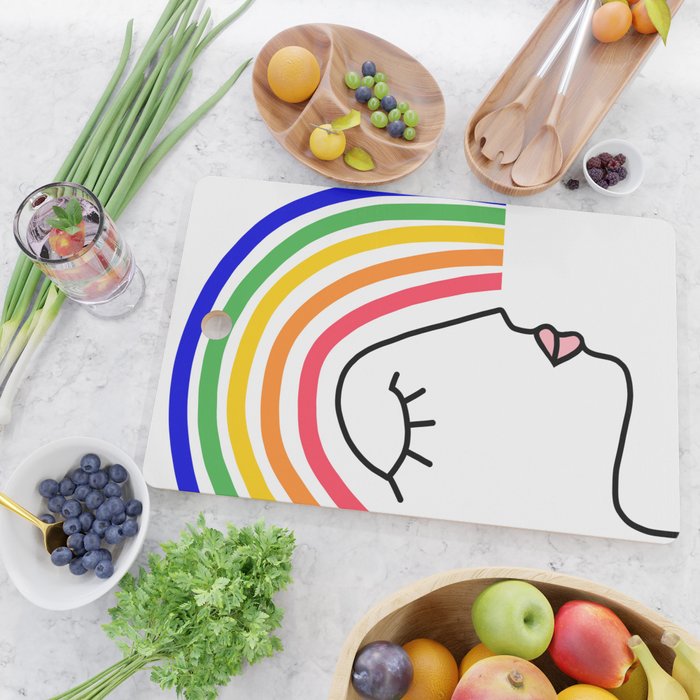 Rainbow Head Nº2 - Happy Pride colours Cutting Board Gallery Image 2