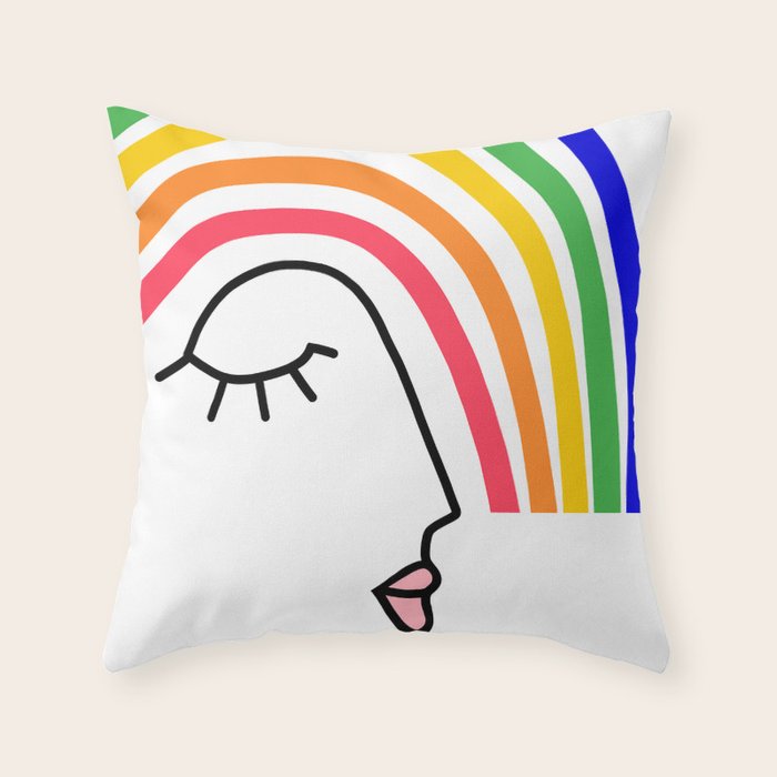 Rainbow Head Nº2 - Happy Pride colours Throw Pillow Gallery Image 6