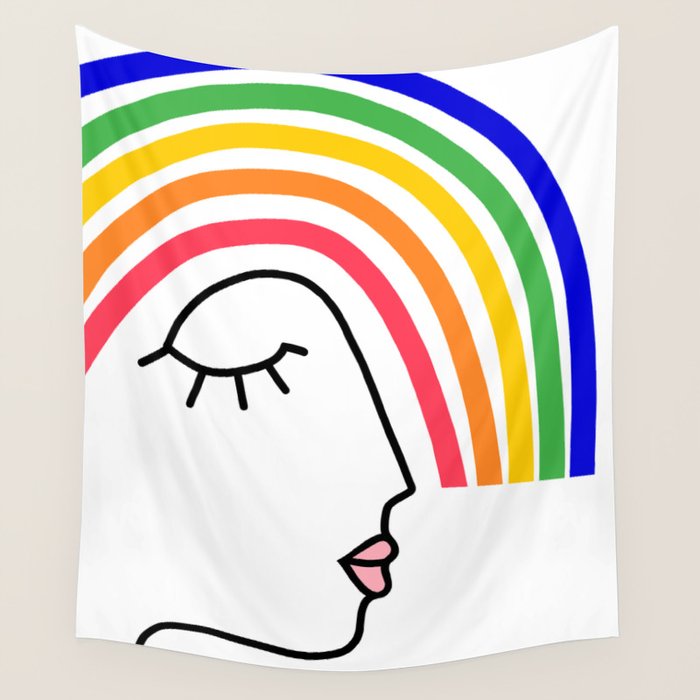 Rainbow Head Nº2 - Happy Pride colours Wall Tapestry Gallery Image 1