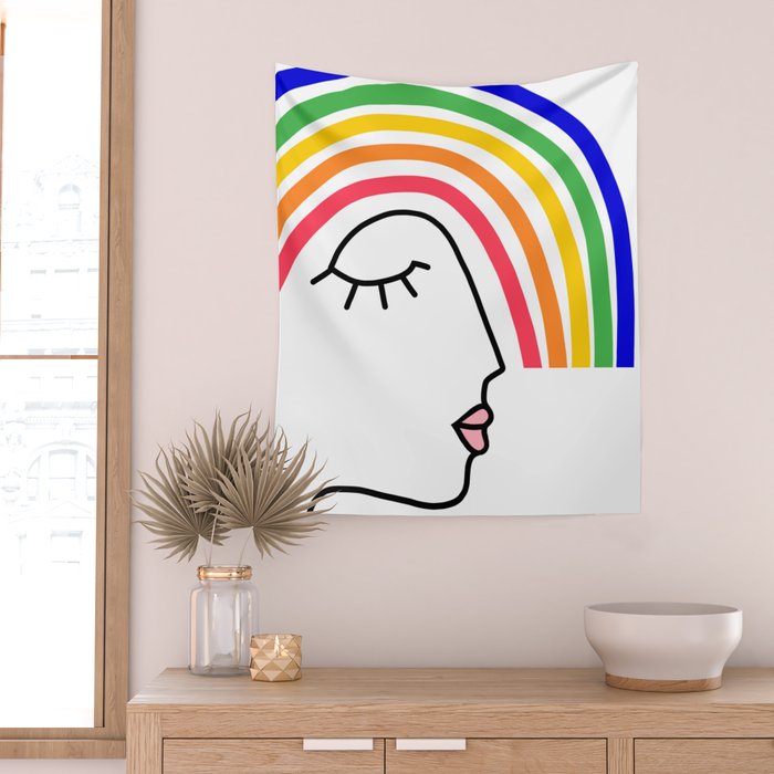 Rainbow Head Nº2 - Happy Pride colours Wall Tapestry Gallery Image 2
