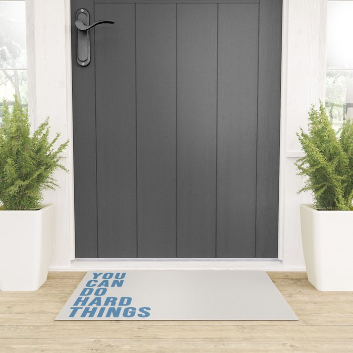 You Can Do Hard Things Cream & Blue Welcome Mat Gallery Image 3