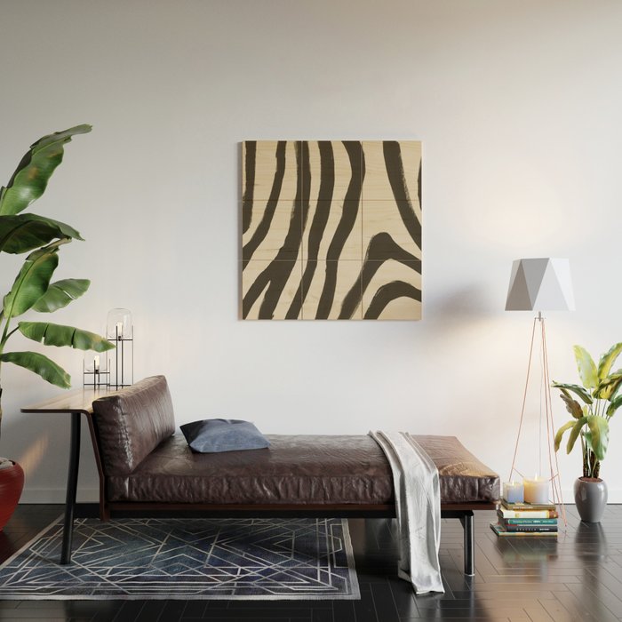 Painted Zebra Wood Wall Art Gallery Image 2