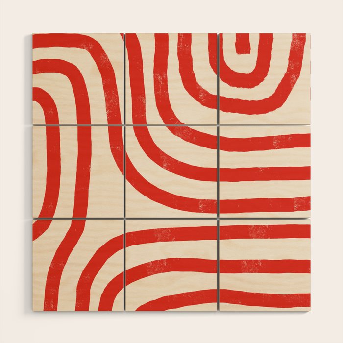 Red Lines  Wood Wall Art Gallery Image 1