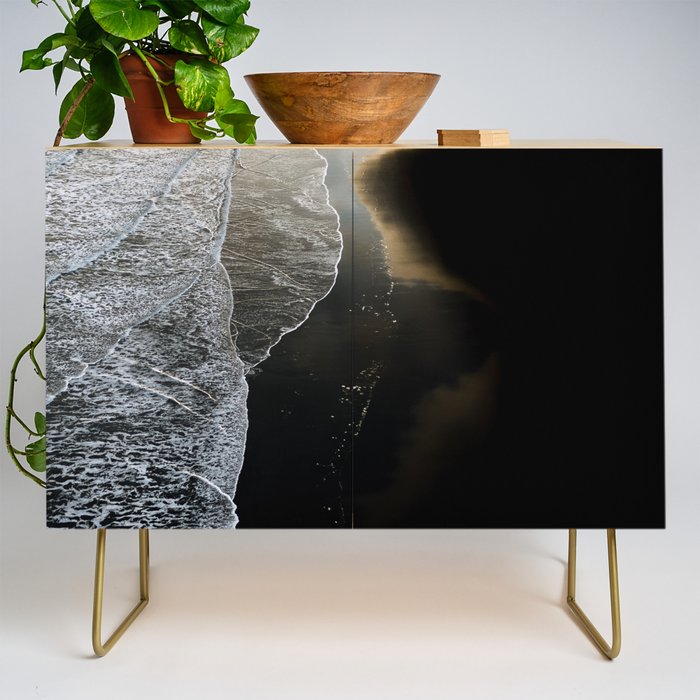 Endless Black Sand Beach Landscape In Iceland Credenza Gallery Image 1