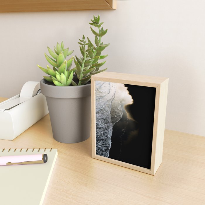 Endless Black Sand Beach Landscape In Iceland Mini Art Print Gallery Image 2