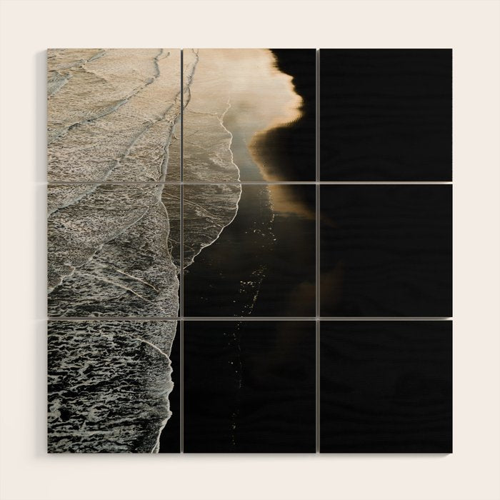 Endless Black Sand Beach Landscape In Iceland Wood Wall Art Gallery Image 1