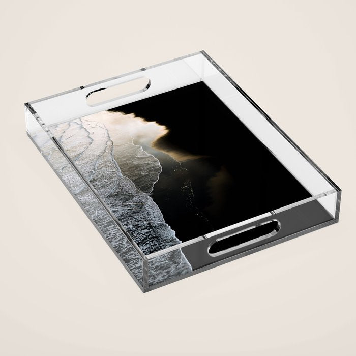 Endless Black Sand Beach Landscape In Iceland Acrylic Tray Gallery Image 1