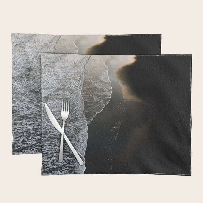 Endless Black Sand Beach Landscape In Iceland Placemat Gallery Image 1