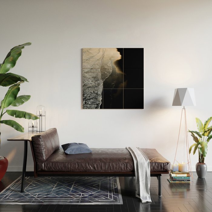 Endless Black Sand Beach Landscape In Iceland Wood Wall Art Gallery Image 2