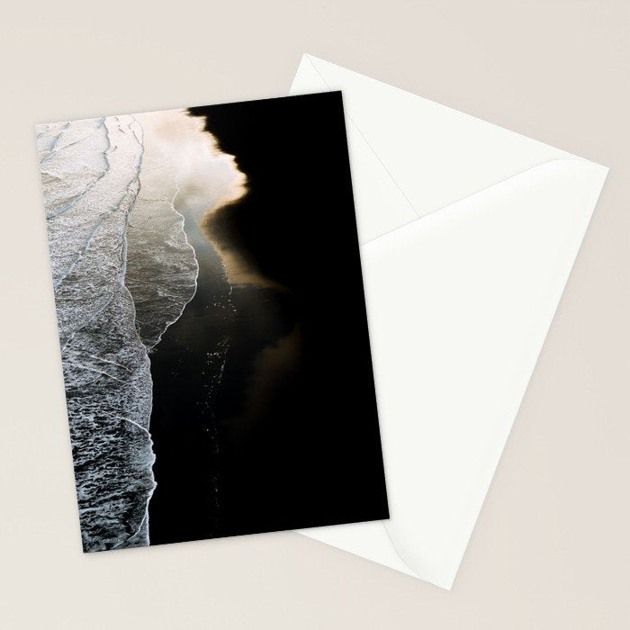 Endless Black Sand Beach Landscape In Iceland Stationery Card Gallery Image 2