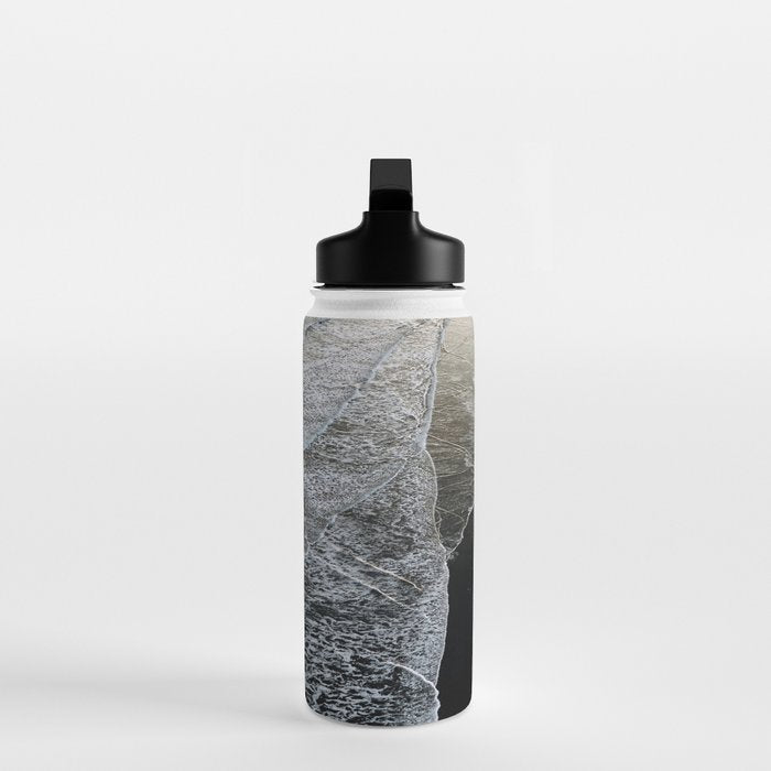 Endless Black Sand Beach Landscape In Iceland Water Bottle Gallery Image 3