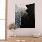 Endless Black Sand Beach Landscape In Iceland Wall Tapestry Gallery Image 2