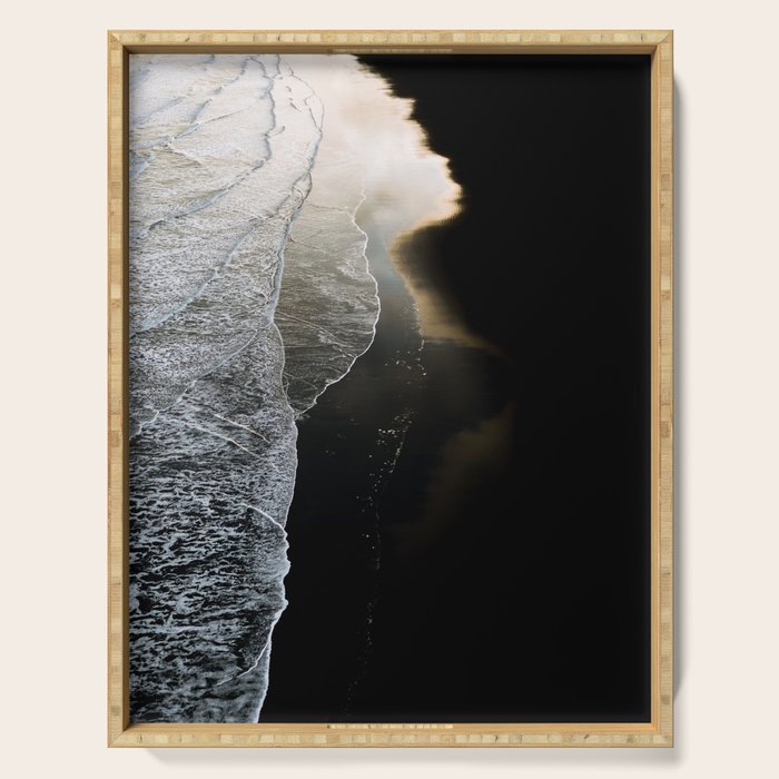 Endless Black Sand Beach Landscape In Iceland Serving Tray Gallery Image 1