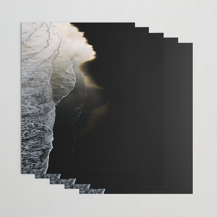 Endless Black Sand Beach Landscape In Iceland Wrapping Paper Gallery Image 3