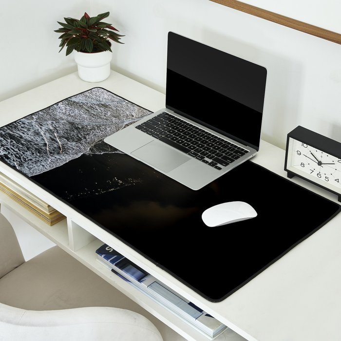 Endless Black Sand Beach Landscape In Iceland Desk Mat Gallery Image 2