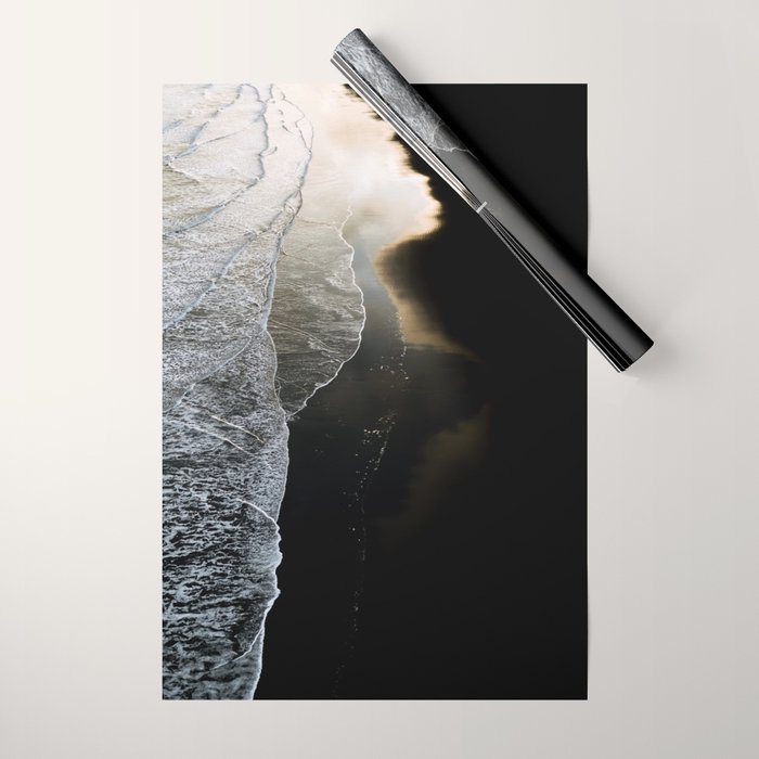 Endless Black Sand Beach Landscape In Iceland Wrapping Paper Gallery Image 1