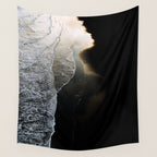 Endless Black Sand Beach Landscape In Iceland Wall Tapestry Gallery Image 4
