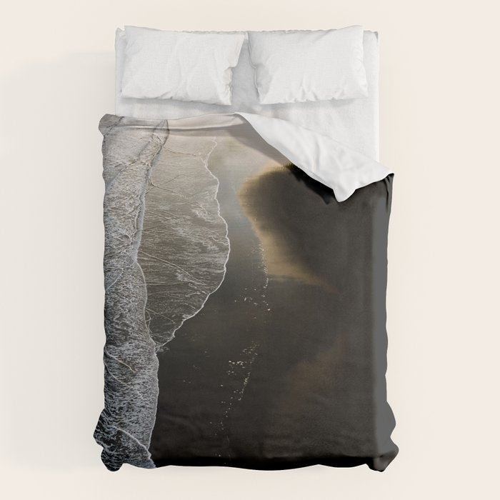 Endless Black Sand Beach Landscape In Iceland Duvet Cover Gallery Image 1