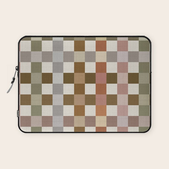 Harvest 2025 Cozy Autumn Plaid Rustic Fall Checkered Pattern Earthy Laptop Sleeve Gallery Image 1