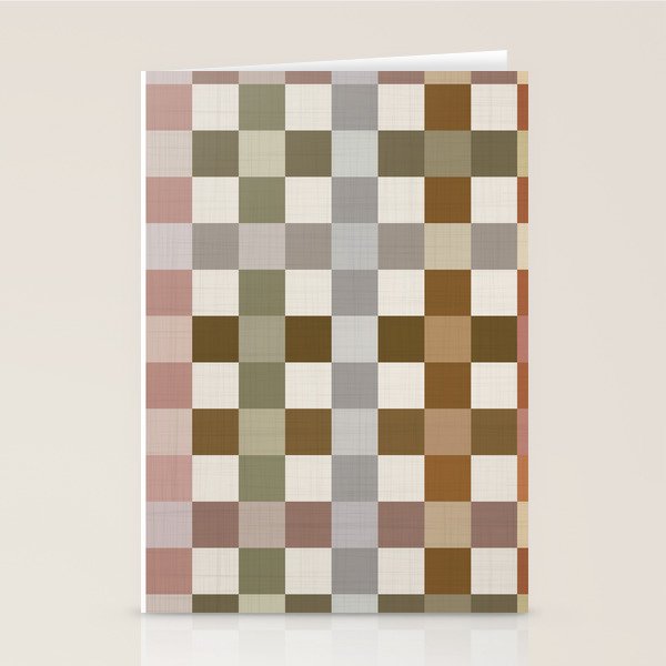 Harvest 2025 Cozy Autumn Plaid Rustic Fall Checkered Pattern Earthy Stationery Card Gallery Image 2
