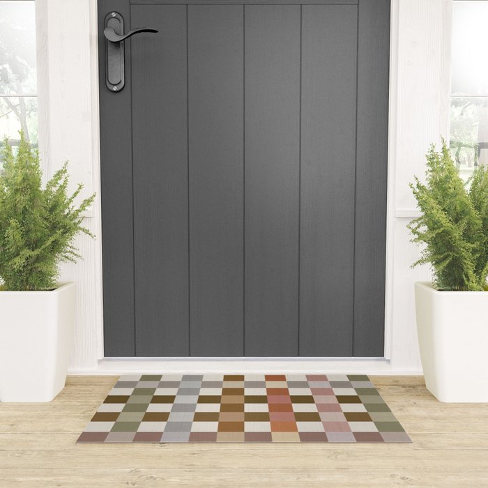 Harvest 2025 Cozy Autumn Plaid Rustic Fall Checkered Pattern Earthy Welcome Mat Gallery Image 3