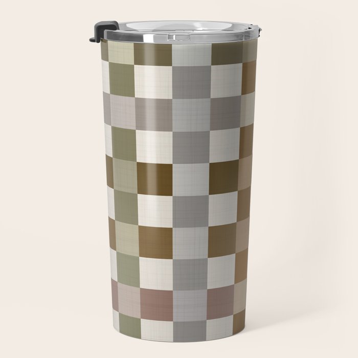 Harvest 2025 Cozy Autumn Plaid Rustic Fall Checkered Pattern Earthy Travel Mug Gallery Image 3